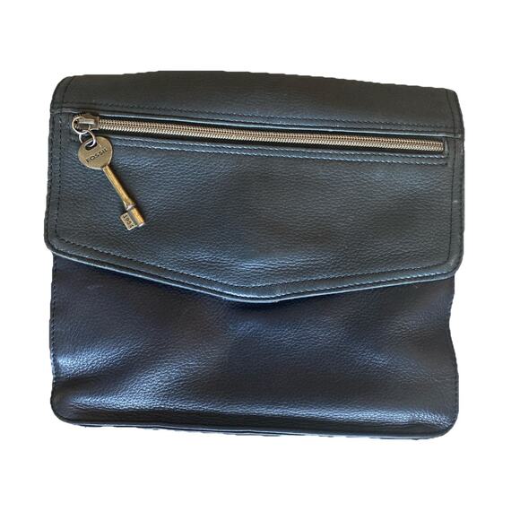 Fossil Black Leather Purse, Crossbody, Handbag, Adjustable Straps, Hobo Bag - Picture 2 of 13